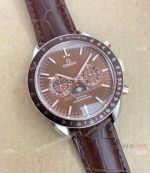 New Replica Omega Speedmaster Moonphase Automatic watch Brown Dial